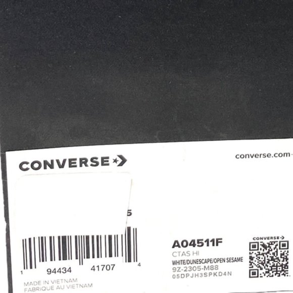 Converse Chuck Taylor High Top Sneakers Casual White Sesame Women Shoes A04511F - Picture 8 of 9